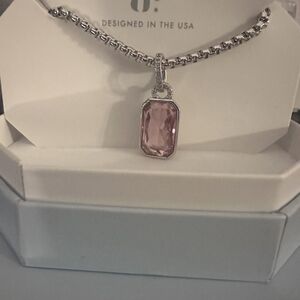 BP Silver Chain Necklace with Pink Gemstone